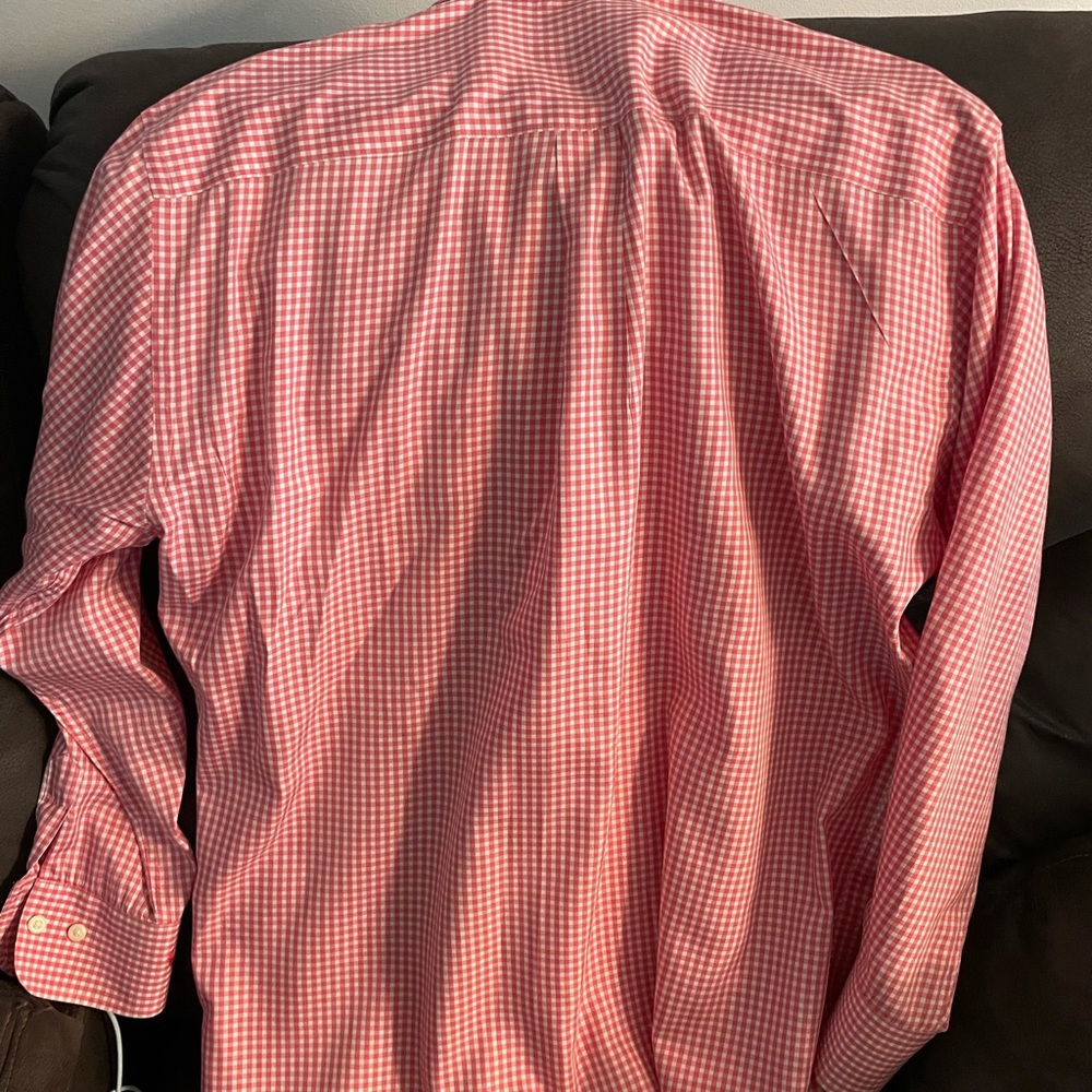 Peter Millar Men’s Shirt Longsleeve Red & White Plaid Large - Picture 2 of 3